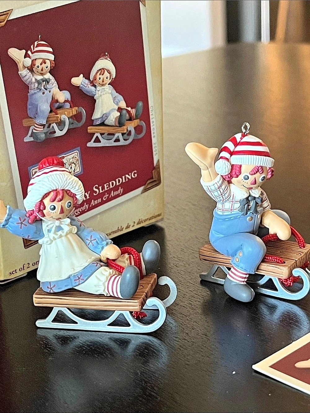 Hallmark Holiday Sledding Raggedy Ann & Andy Ornaments